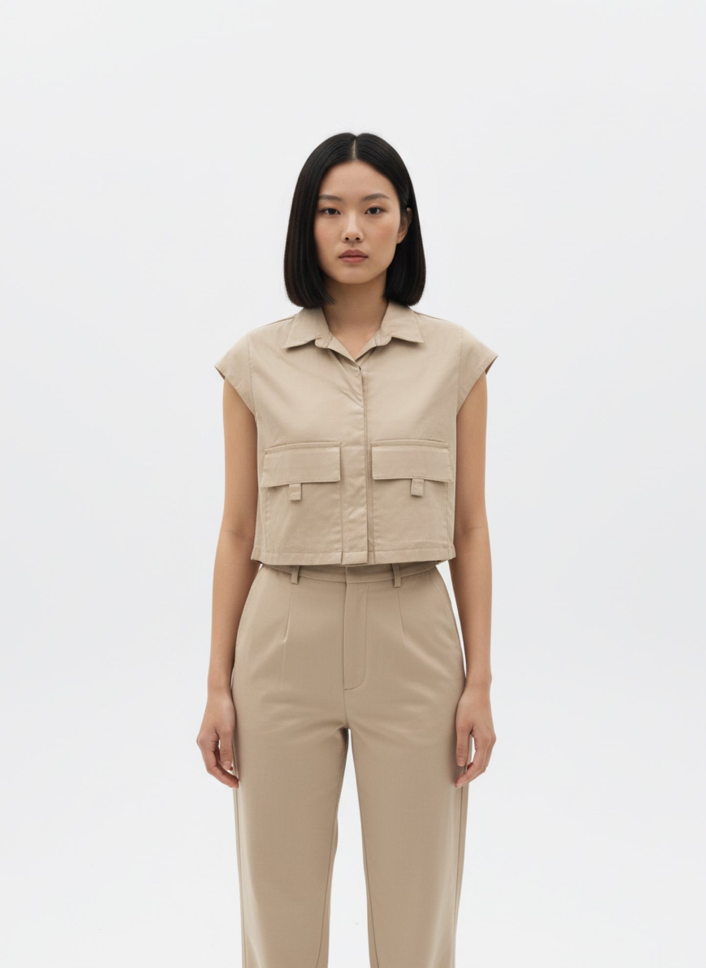 BEIGE CROP VEST