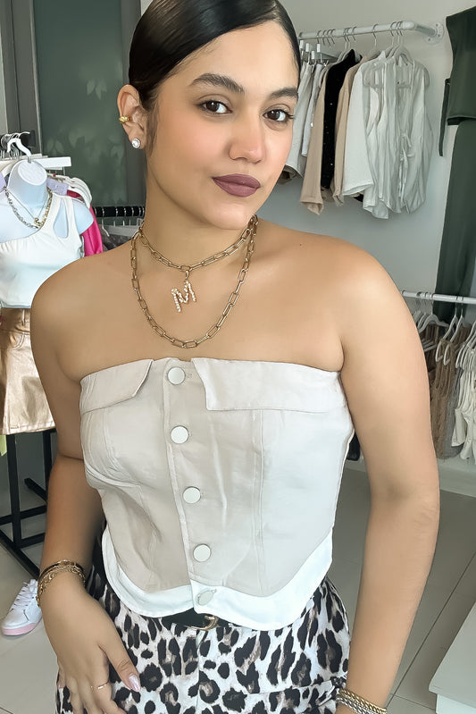 TOP STRAPLESS - ESTILO SEMI FORMAL