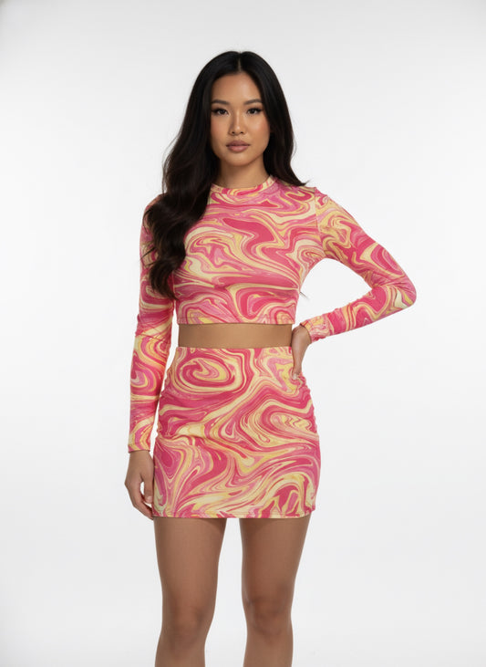 PINK AND YELLOW SKIRT