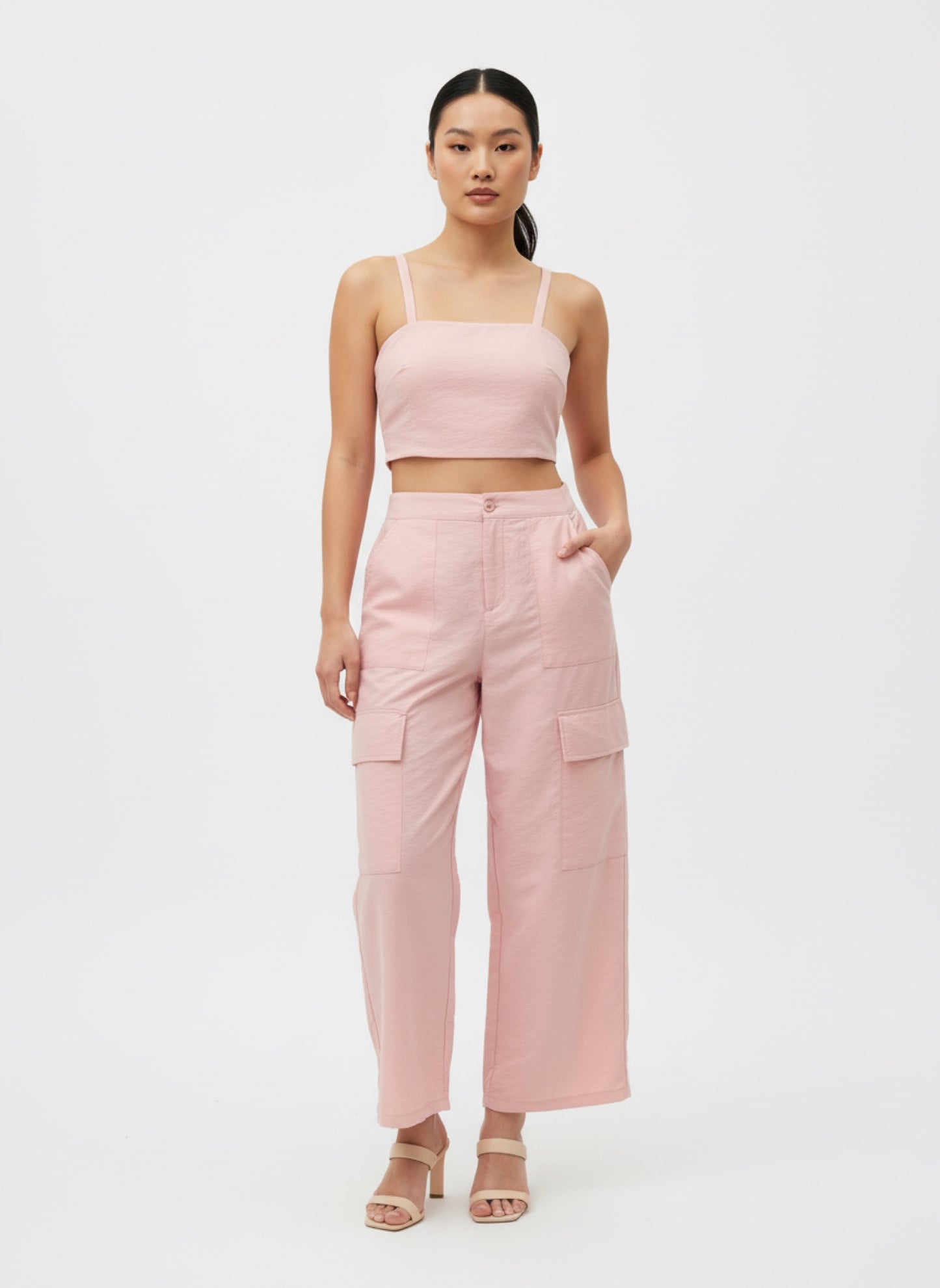PINK CARGO PANTS SET