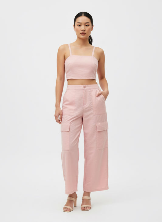 PINK CARGO PANTS SET
