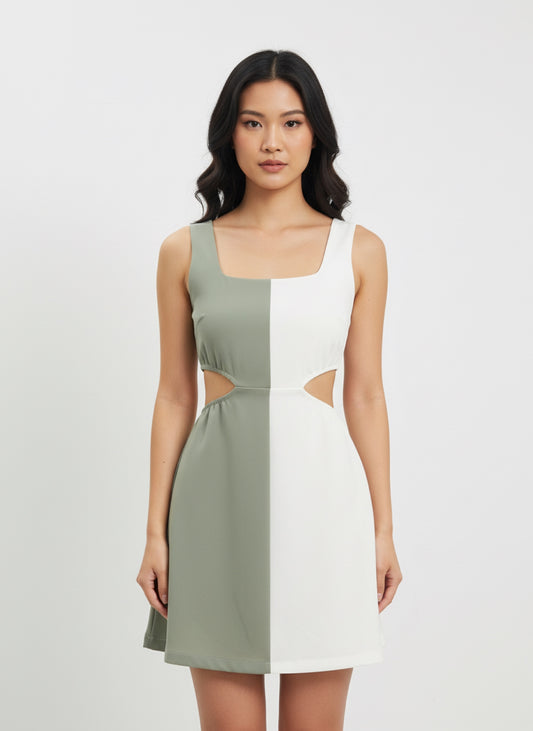 GREEN AND WHITE DRESS