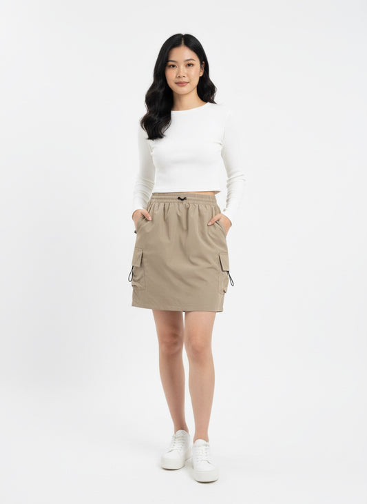 CREAM CARGO SKIRT