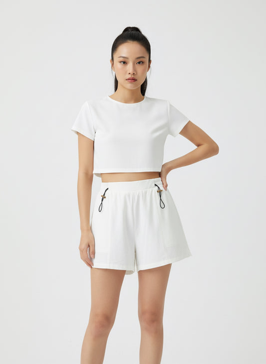 WHITE CASUAL SHORTS