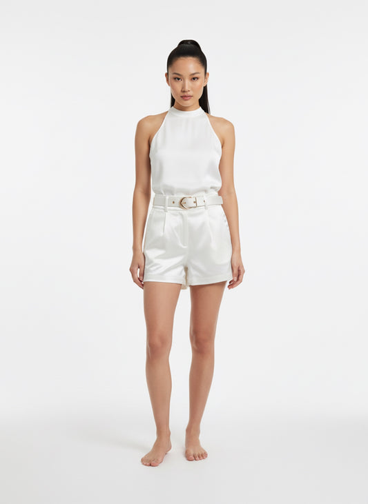 WHITE SILK ELEGANT SHORT