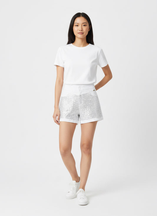 GLITTER WHITE SHORTS
