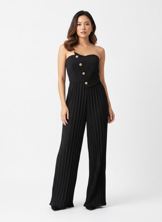 BLACK WITH GOLD DETAIL JUMPSUIT