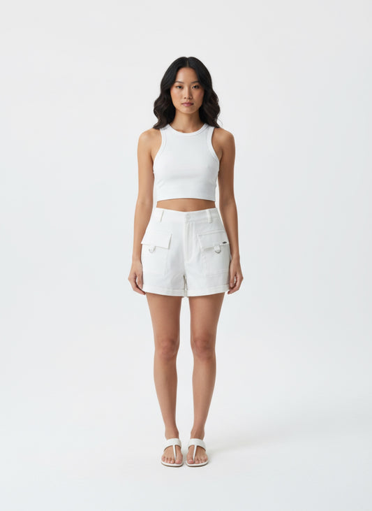 WHITE CARGO SHORTS